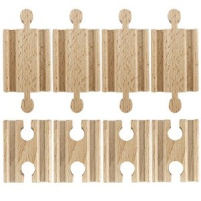 Set of 8 Male-Male Female-Female Wooden Train Track Adapters, Fits All Major Brands by Conductor Ca Multi-Colored   